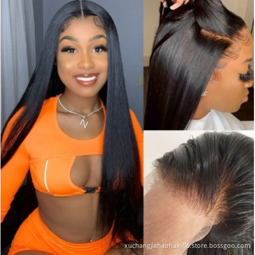 Wholesale 100% human hair silk straight hair wig 4*4 13*4 transparent swiss lace frontal wig brazilian virgin human hair wigs